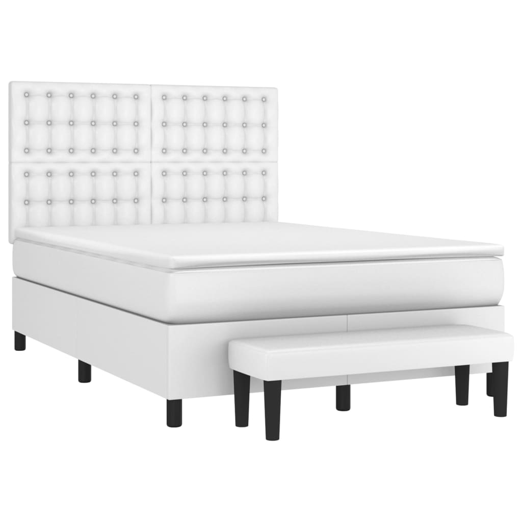 kontinentalseng med madras 140x190 cm kunstlæder hvid