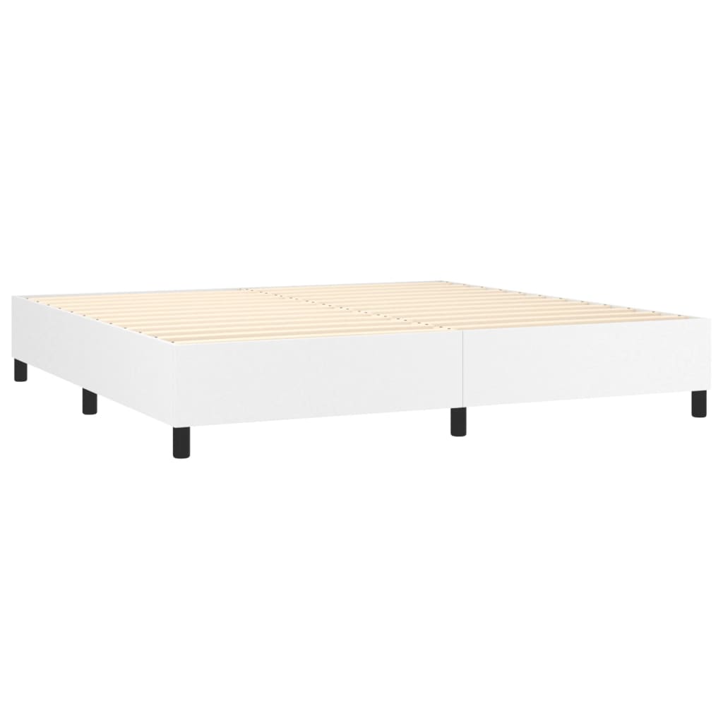 kontinentalseng med madras 200x200 cm kunstlæder hvid