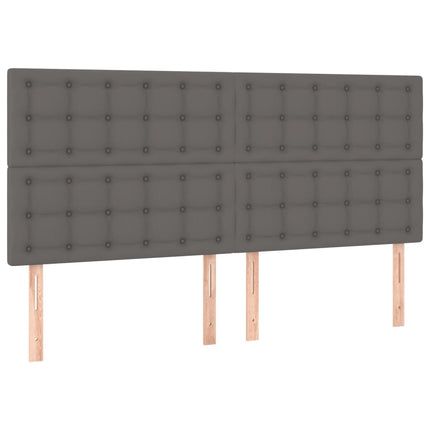 kontinentalseng med madras 200x200 cm kunstlæder grå