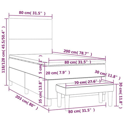 kontinentalseng med madras 80x200 cm fløjl mørkeblå