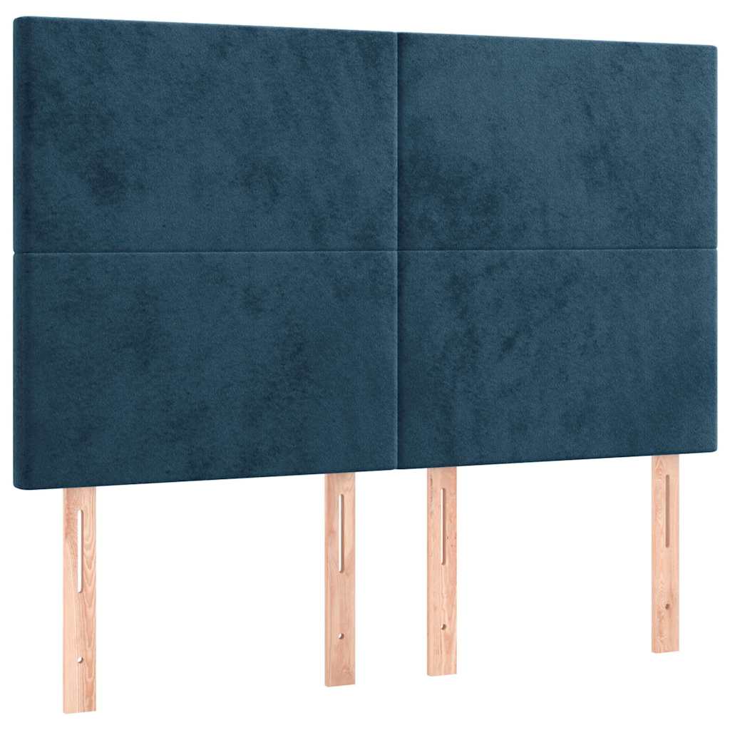 kontinentalseng med madras 140x190 cm fløjl mørkeblå