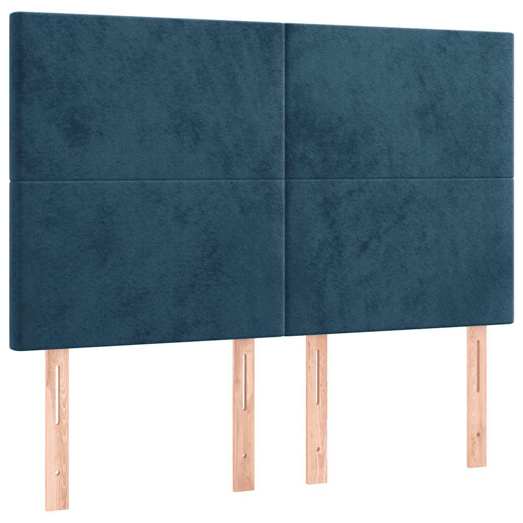 kontinentalseng med madras 140x200 cm fløjl mørkeblå