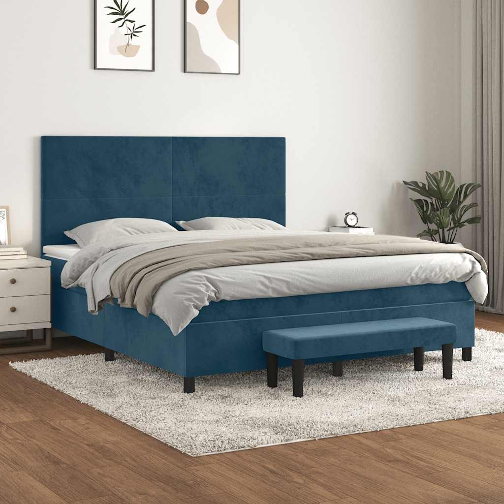kontinentalseng med madras 180x200 cm fløjl mørkeblå