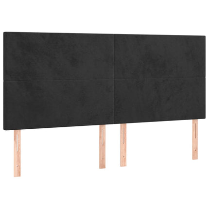 kontinentalseng med madras 200x200 cm fløjl sort