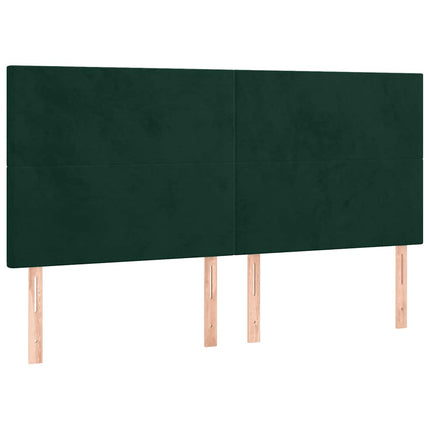kontinentalseng med madras 200x200 cm fløjl mørkegrøn