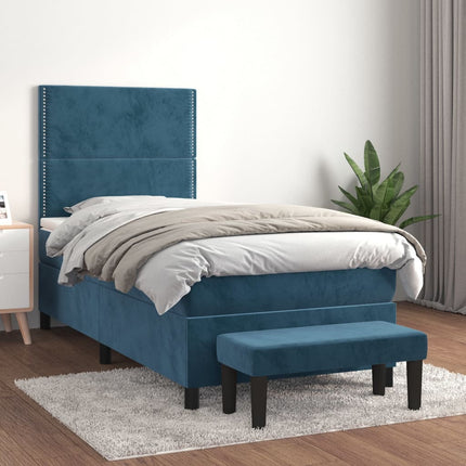 kontinentalseng med madras 80x200 cm fløjl mørkeblå