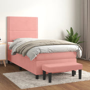 kontinentalseng med madras 90x190 cm fløjl pink