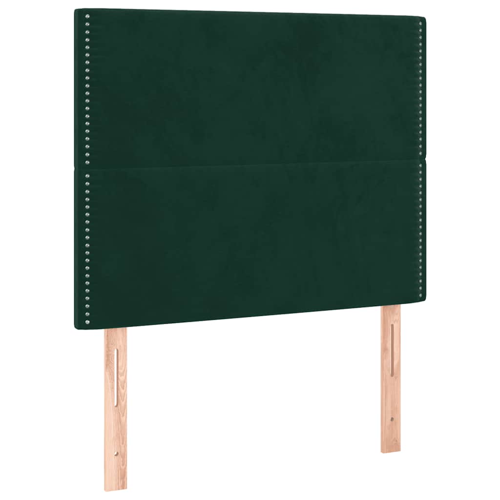 kontinentalseng med madras 90x200 cm fløjl mørkegrøn