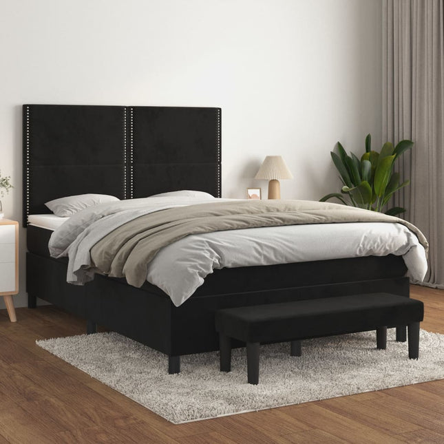 kontinentalseng med madras 140x190 cm fløjl sort