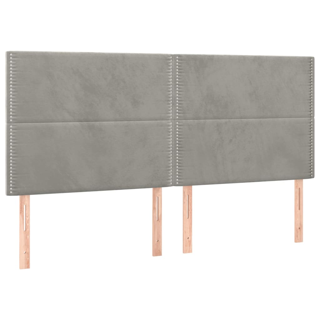 kontinentalseng med madras 200x200 cm fløjl lysegrå