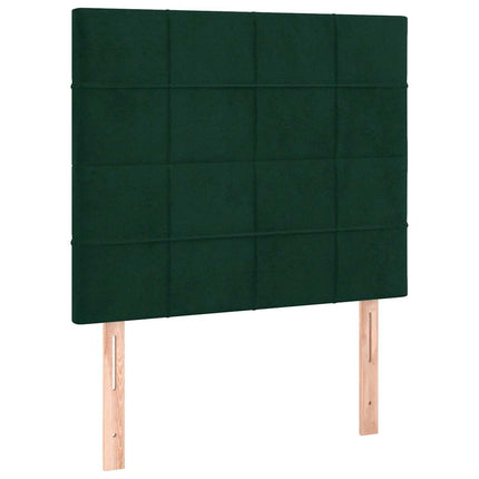 kontinentalseng med madras 90x190 cm fløjl mørkegrøn