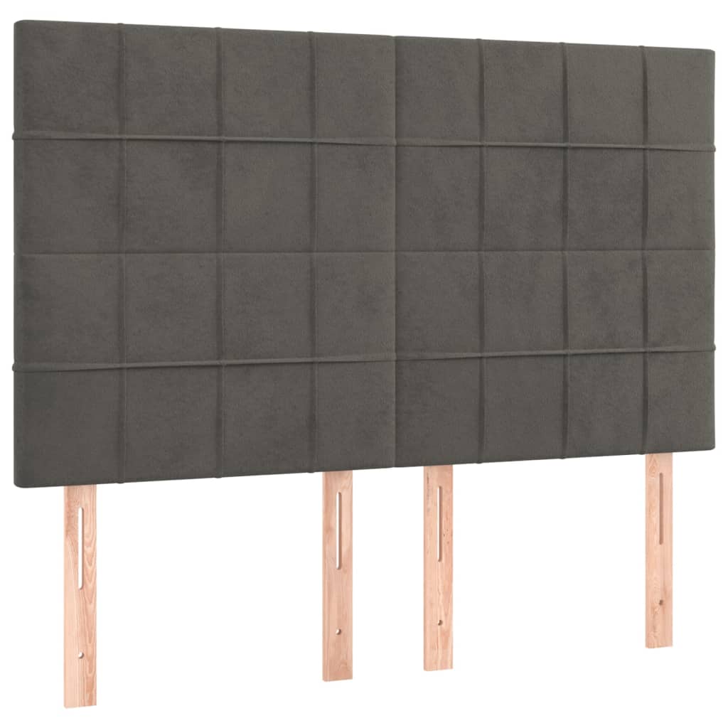 kontinentalseng med madras 140x190 cm fløjl mørkegrå