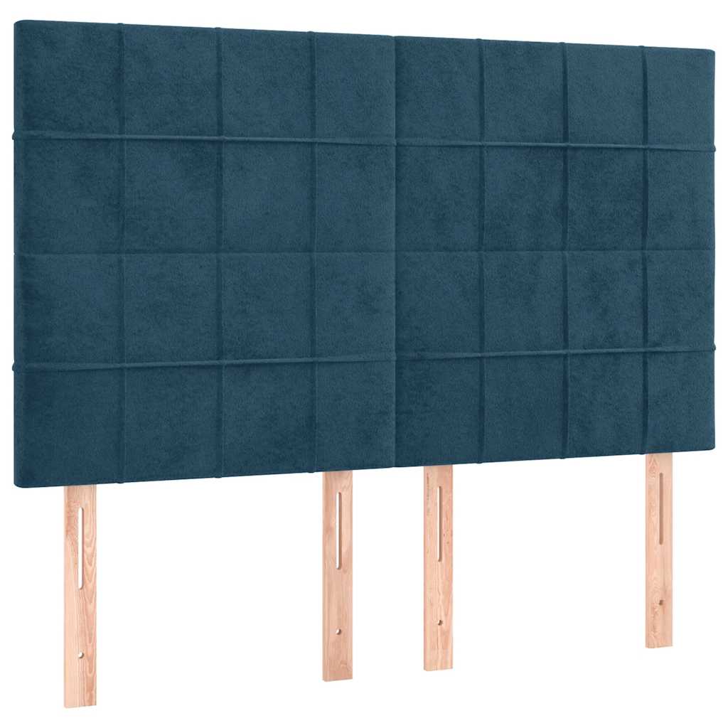 kontinentalseng med madras 140x190 cm fløjl mørkeblå