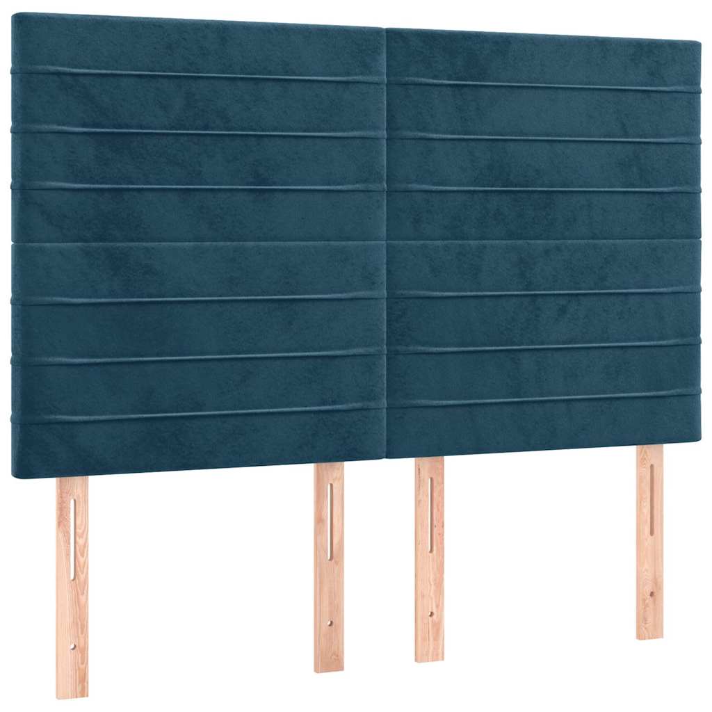 kontinentalseng med madras 140x190 cm fløjl mørkeblå