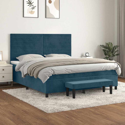 kontinentalseng med madras 160x200 cm fløjl mørkeblå