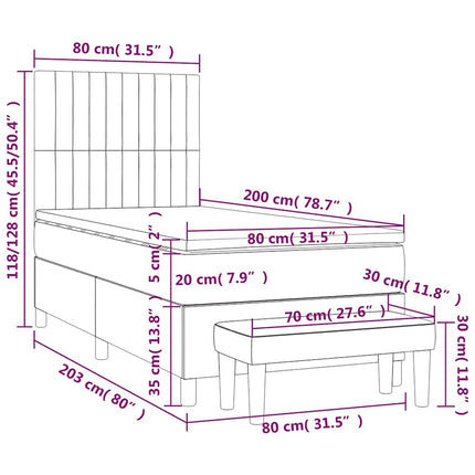 kontinentalseng med madras 80x200 cm fløjl mørkeblå