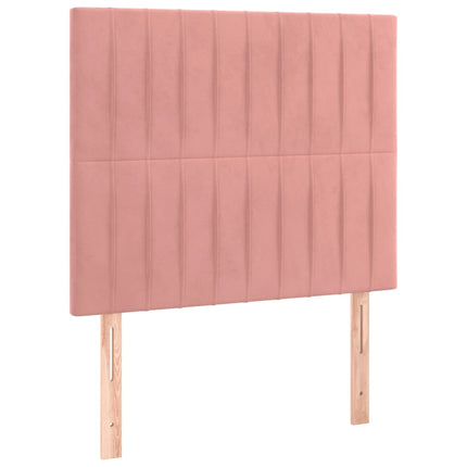 kontinentalseng med madras 90x200 cm fløjl lyserød