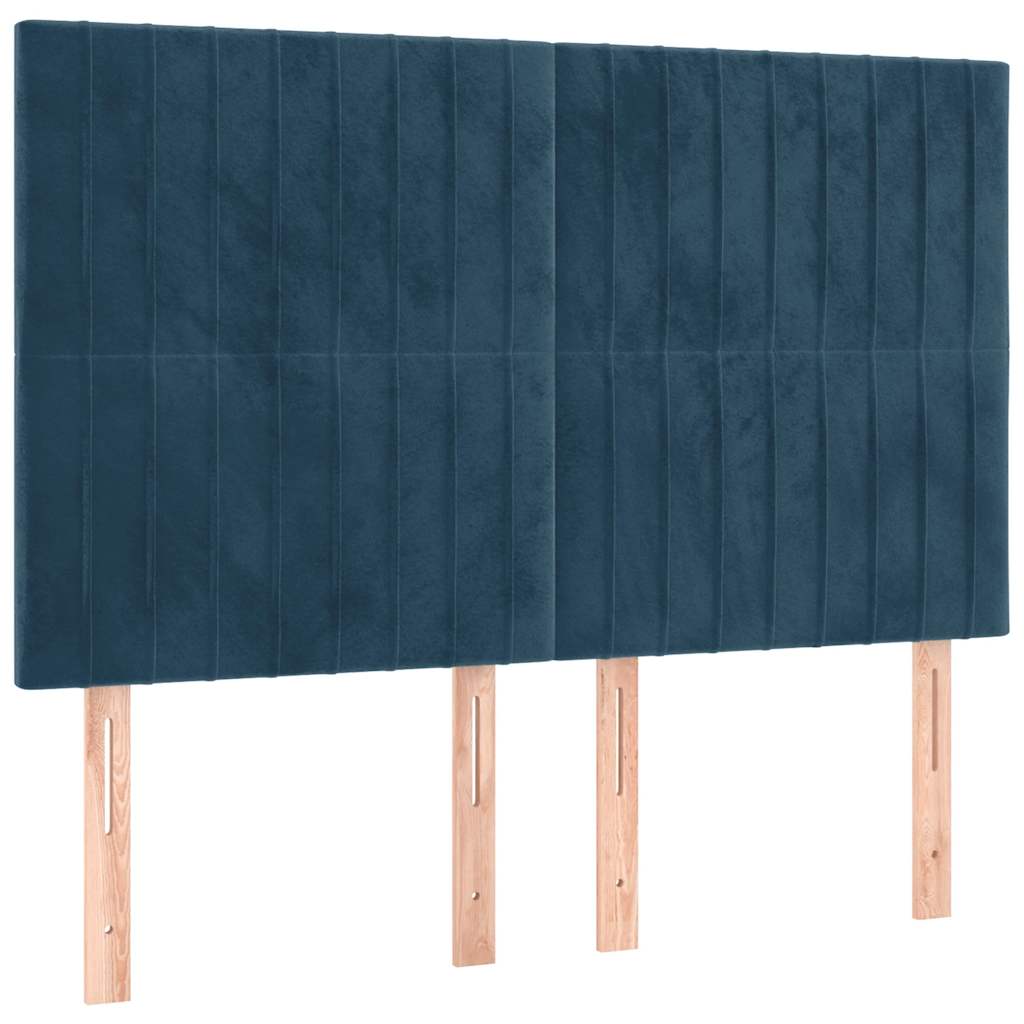 kontinentalseng med madras 140x190 cm fløjl mørkeblå
