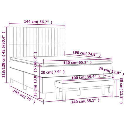 kontinentalseng med madras 140x190 cm fløjl mørkeblå