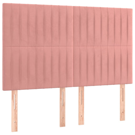 kontinentalseng med madras 140x190 cm fløjl lyserød