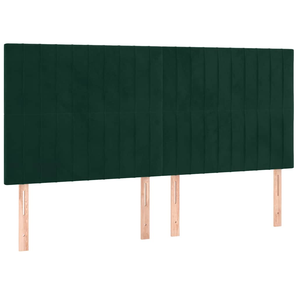 kontinentalseng med madras 200x200 cm fløjl mørkegrøn