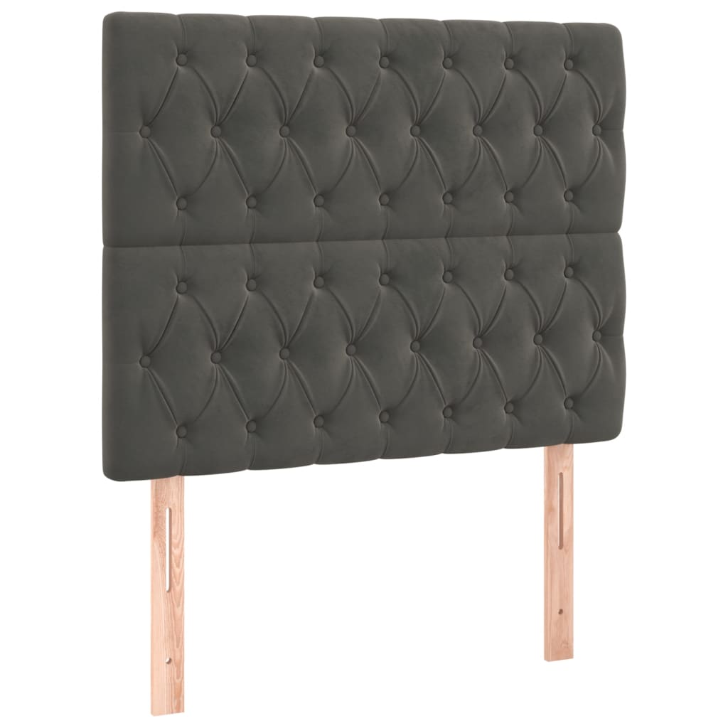 kontinentalseng med madras 90x200cm fløjl mørkegrå
