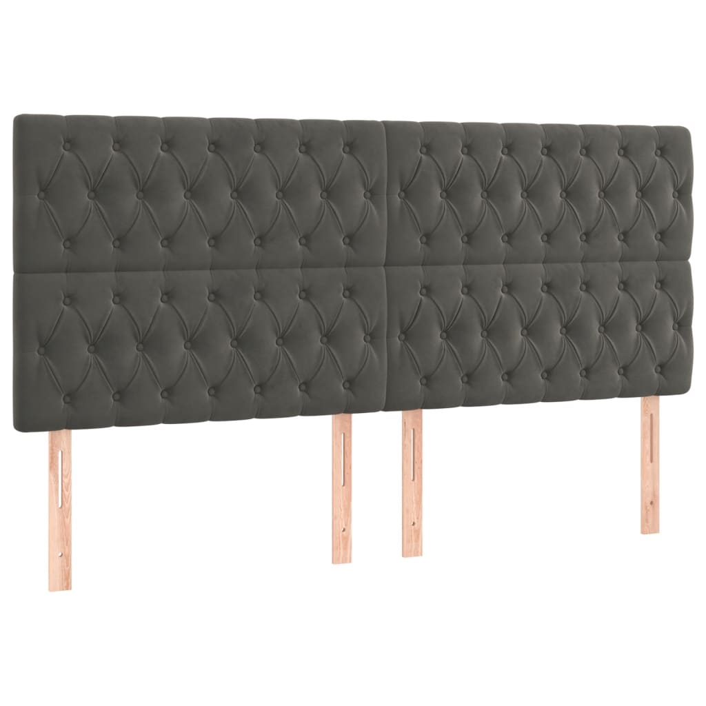 kontinentalseng med madras 200x200 cm fløjl mørkegrå