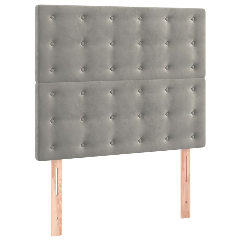 kontinentalseng med madras 90x200cm fløjl lysegrå