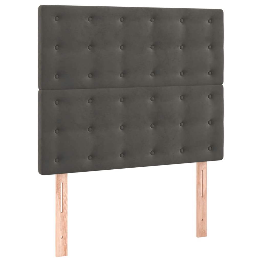 kontinentalseng med madras 100x200 cm fløjl mørkegrå