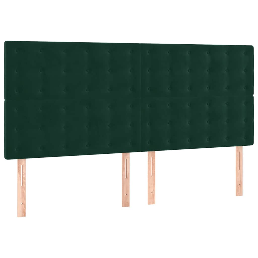 kontinentalseng med madras 200x200 cm fløjl mørkegrøn