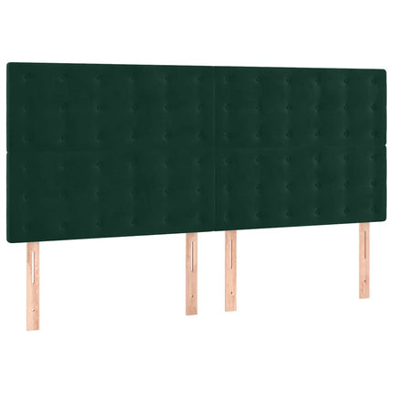 kontinentalseng med madras 200x200 cm fløjl mørkegrøn