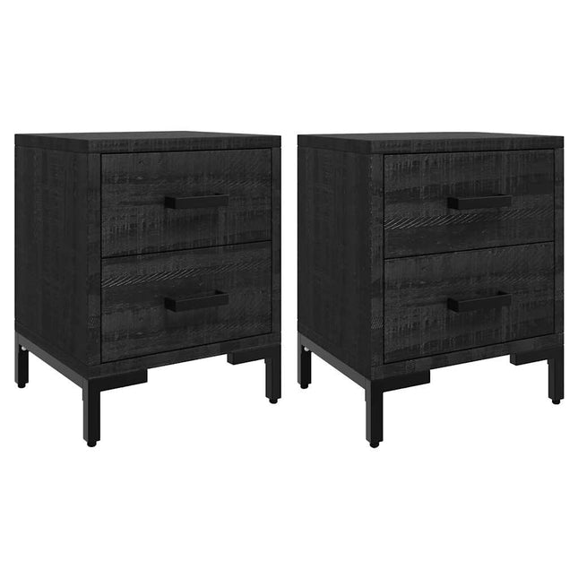 sengeborde 2 stk. 36x30x45 cm massivt fyrretræ sort