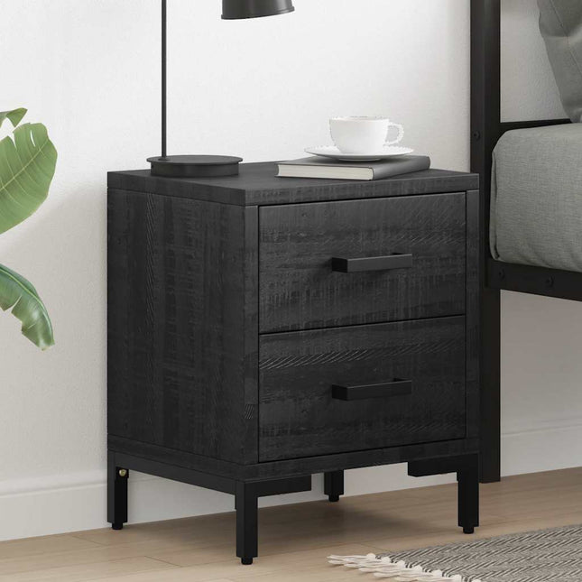 sengeborde 2 stk. 36x30x45 cm massivt fyrretræ sort