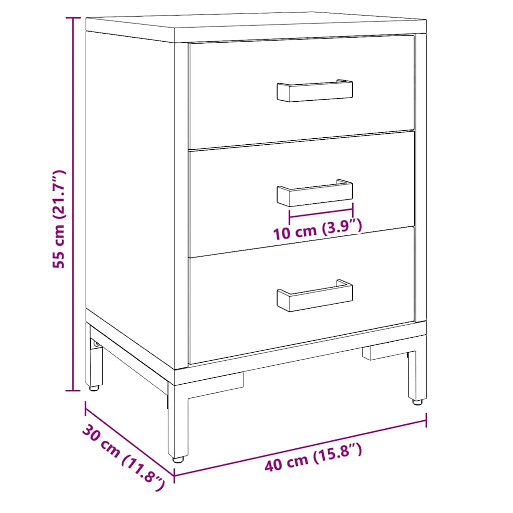sengeborde 2 stk. 40x30x55 cm massivt fyrretræ