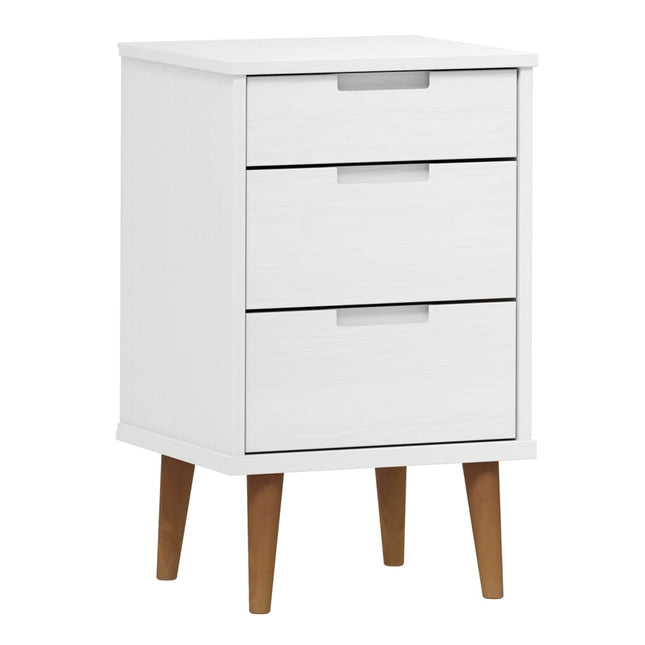 sengebord MOLDE 40x35x65 cm massivt fyrretræ hvid