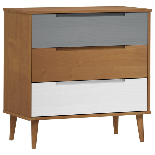kommode MOLDE 80x40x80 cm massivt fyrretræ brun