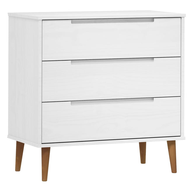 kommode MOLDE 80x40x80 cm massivt fyrretræ hvid