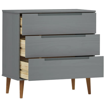 kommode MOLDE 80x40x80 cm massivt fyrretræ grå