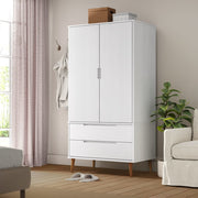 klædeskab 90x55x175 cm massivt fyrretræ hvid