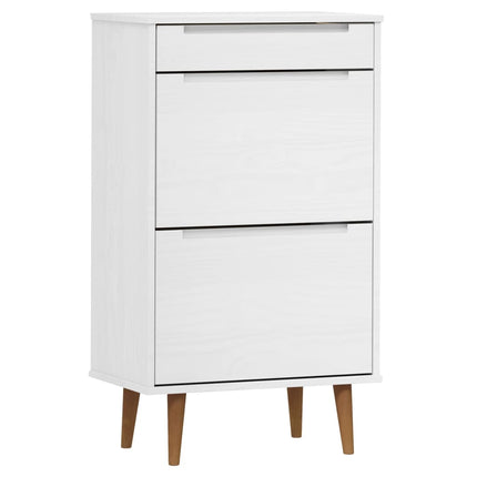 skoskab MOLDE 59,5x35x103 cm massivt fyrretræ hvid