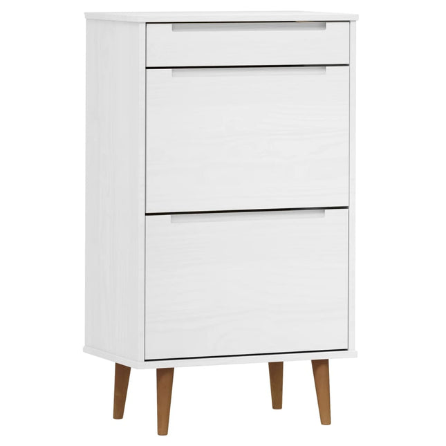 skoskab MOLDE 59,5x35x103 cm massivt fyrretræ hvid