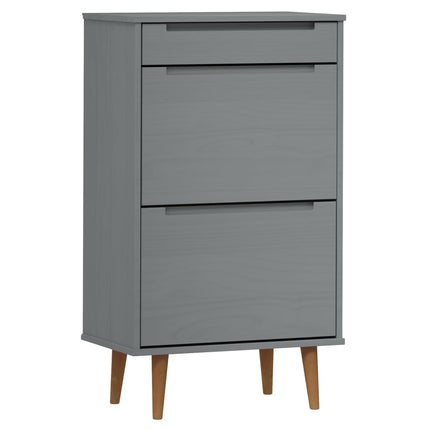 skoskab MOLDE 59,5x35x103 cm massivt fyrretræ grå