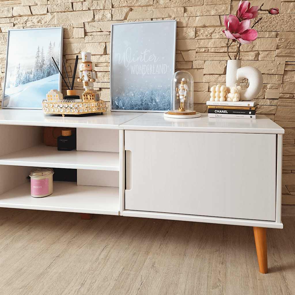 tv-skab MOLDE 158x40x49 cm massivt fyrretræ hvid