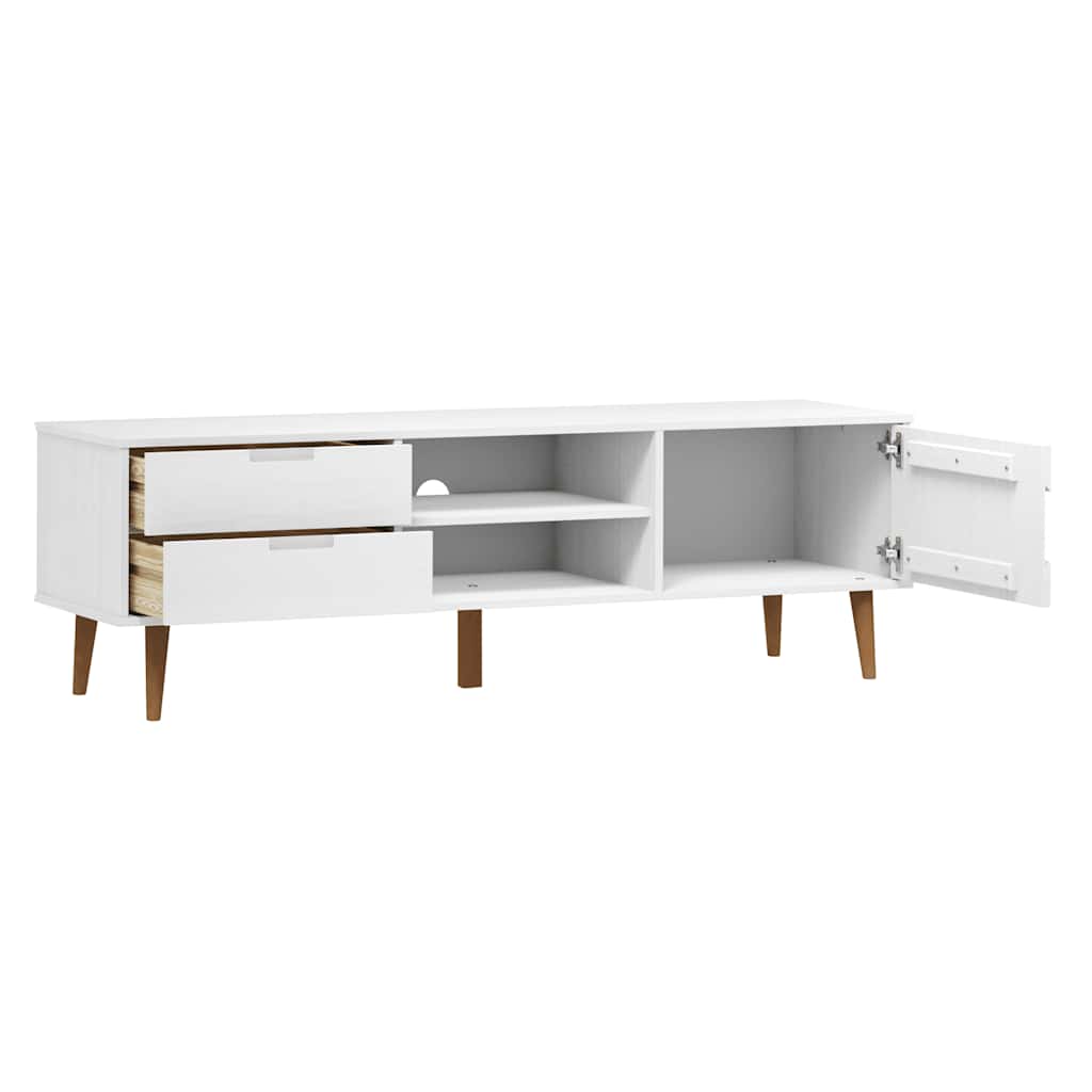 tv-skab MOLDE 158x40x49 cm massivt fyrretræ hvid