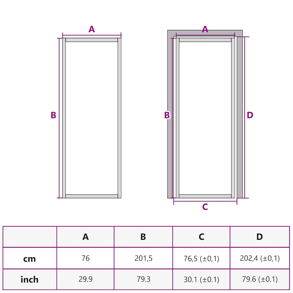 dør 76x201,5 cm mat glas og aluminium sort