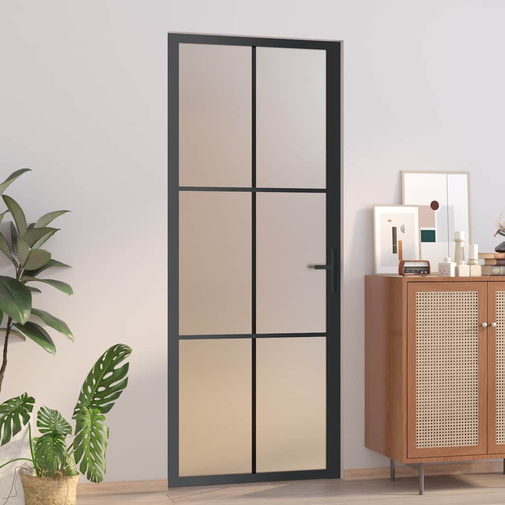 dør 83x201,5 cm mat glas og aluminium sort billede