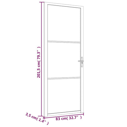 dør 83x201,5 cm sikkerhedsglas og aluminium sort