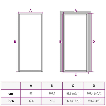 dør 83x201,5 cm sikkerhedsglas og aluminium sort