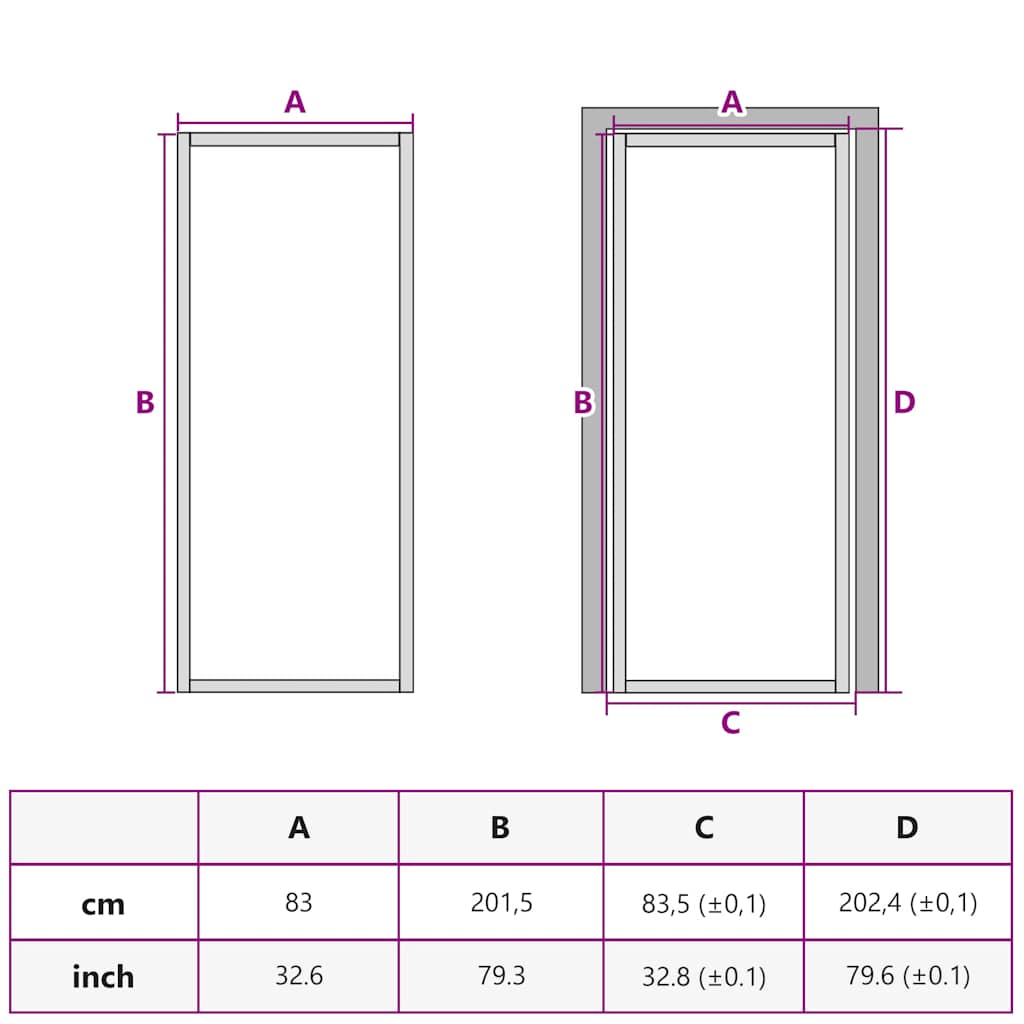 dør 83x201,5 cm sikkerhedsglas og aluminium sort