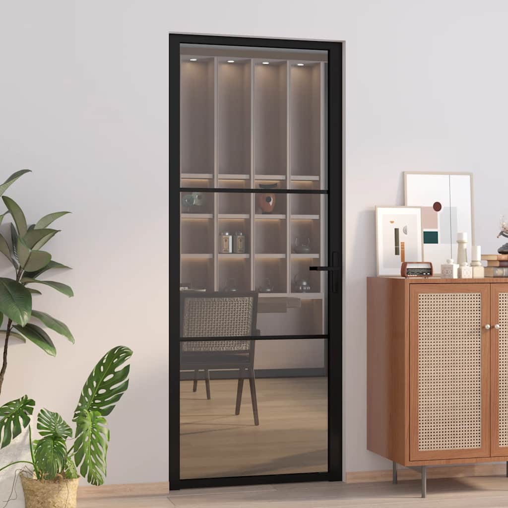 dør 83x201,5 cm sikkerhedsglas og aluminium sort billede